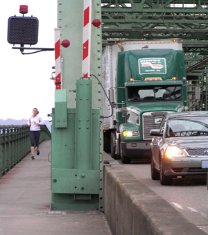 Runner on bridge